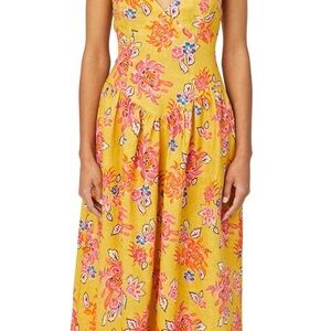 Floral Yellow Dress 100% linen size 4 by RHODE